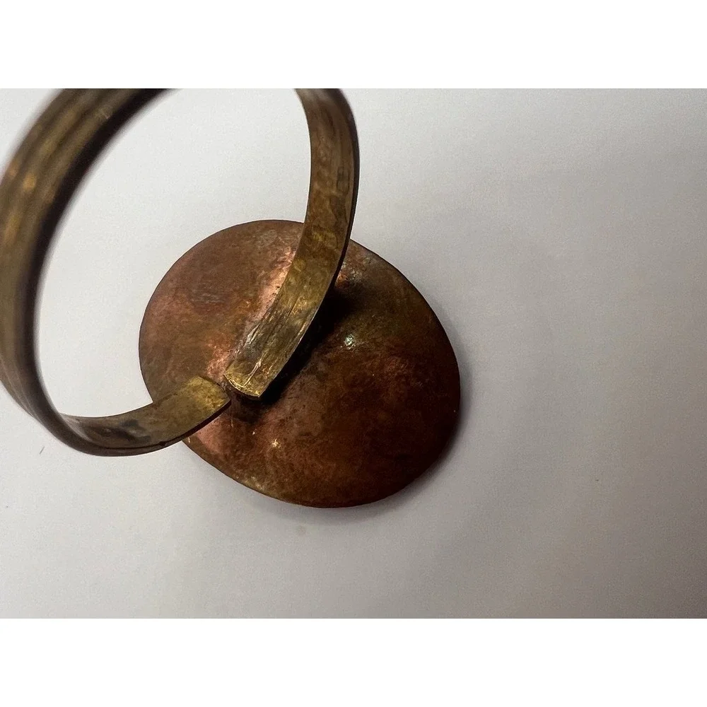 Copper Brass Ring‎ Signet Style Rustic Boho Medieval Adjustable Artisan Earthy